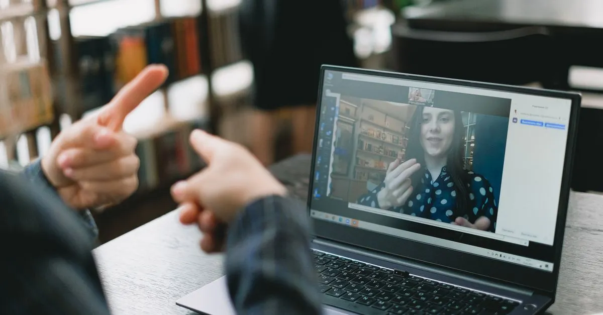 Conversational AI assistant interface on a laptop screen